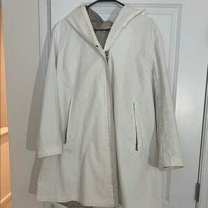 M0851 Canada Chic Cream Hooded Women's Trench Full Zip Coat